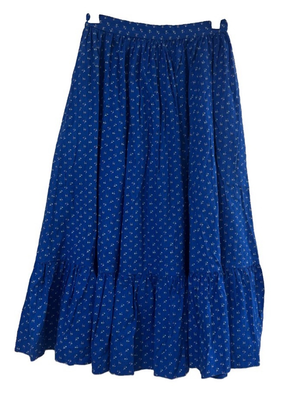 Blue Printed Midi Skirt with Ruffle Hem